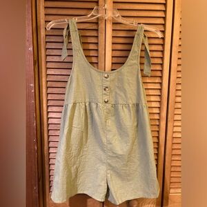 🔴 SHEIN | MATERNITY | S | Olive Sleeveless Romper | Adjustable Tie Straps